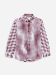 Maroon & White Checkered Casual Shirt