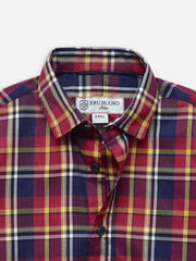 Maroon & Yellow Checkered Casual Shirt