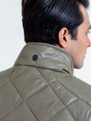 Matt Olive Quilted Sleeveless Gilet