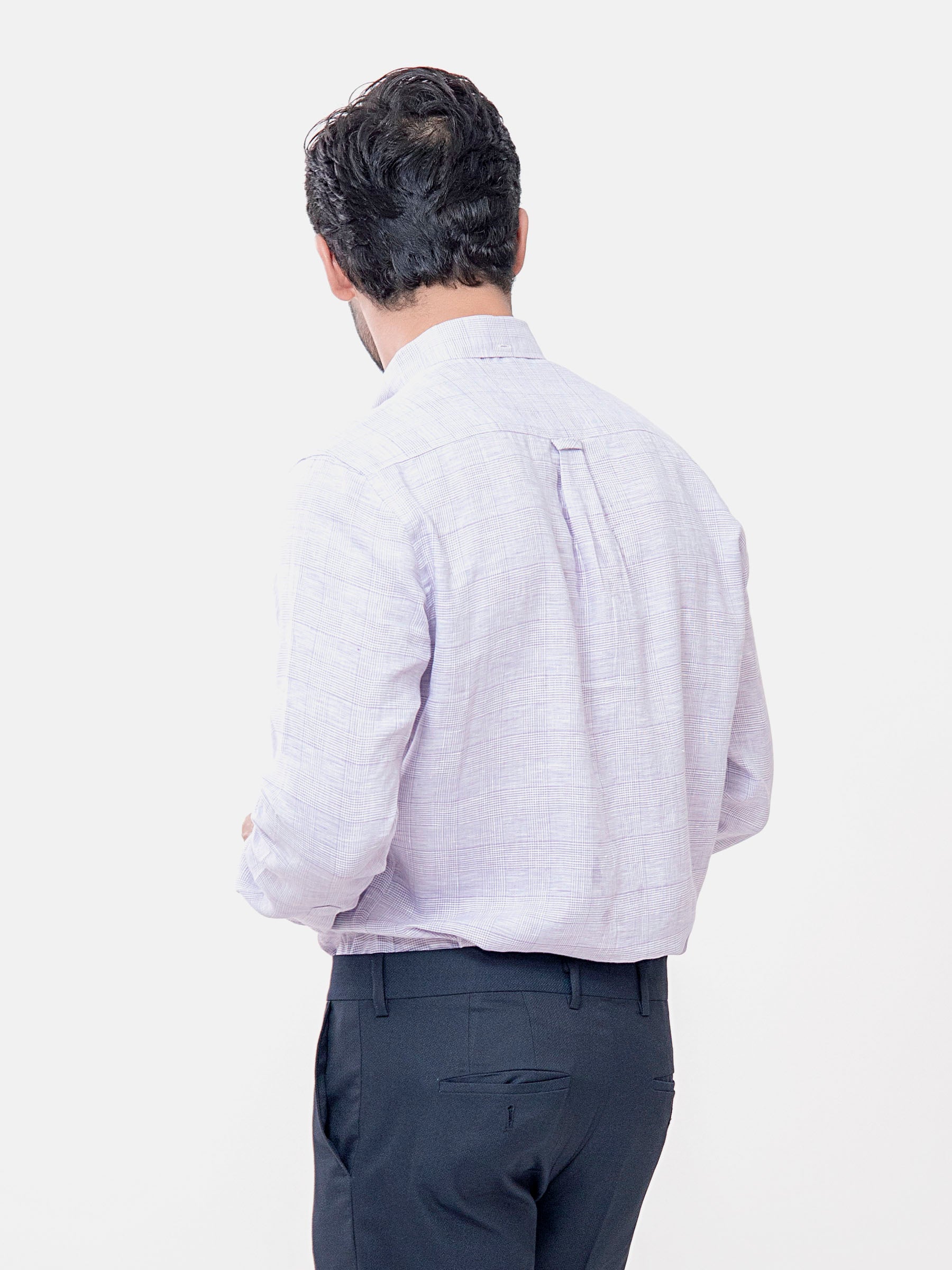 Mauve Checkered Cotton Linen Shirt