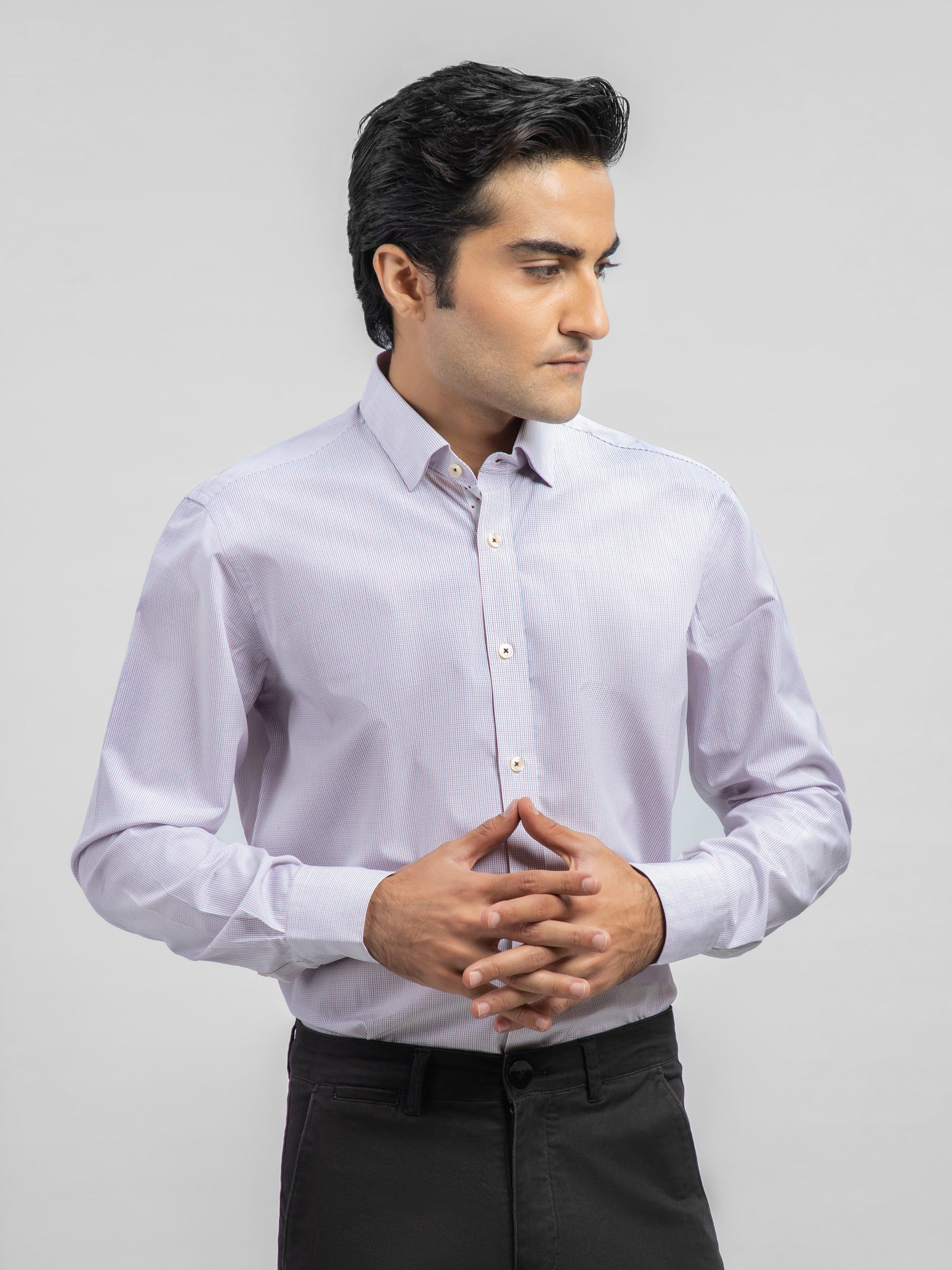 Micro Gingham Checkered Formal Shirt