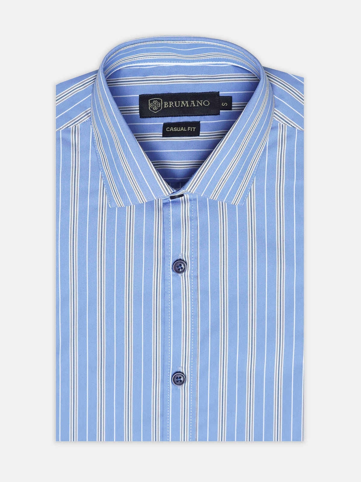 Mid Blue Striped Formal Shirt