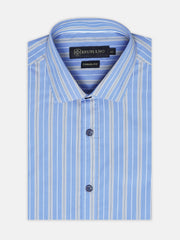 Mid Blue Striped Formal Shirt