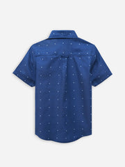 Mid Blue Half Sleeve Casual Shirt With Fil Coupe