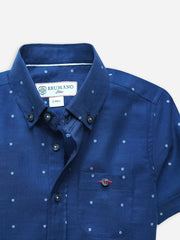 Mid Blue Half Sleeve Casual Shirt With Fil Coupe
