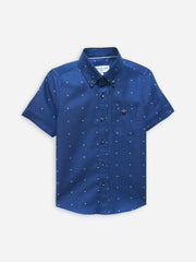 Mid Blue Half Sleeve Casual Shirt With Fil Coupe