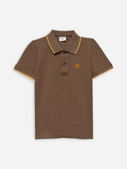 Mid Brown Polo With Tipping Collar