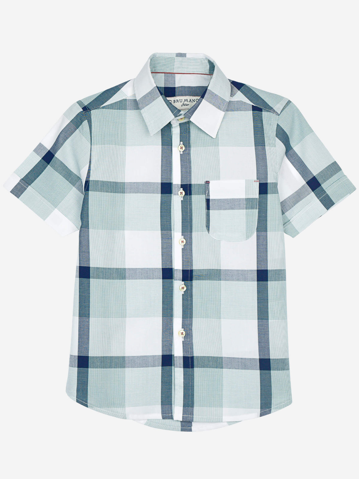Mint Green Checkered Short Sleeve Casual Shirt