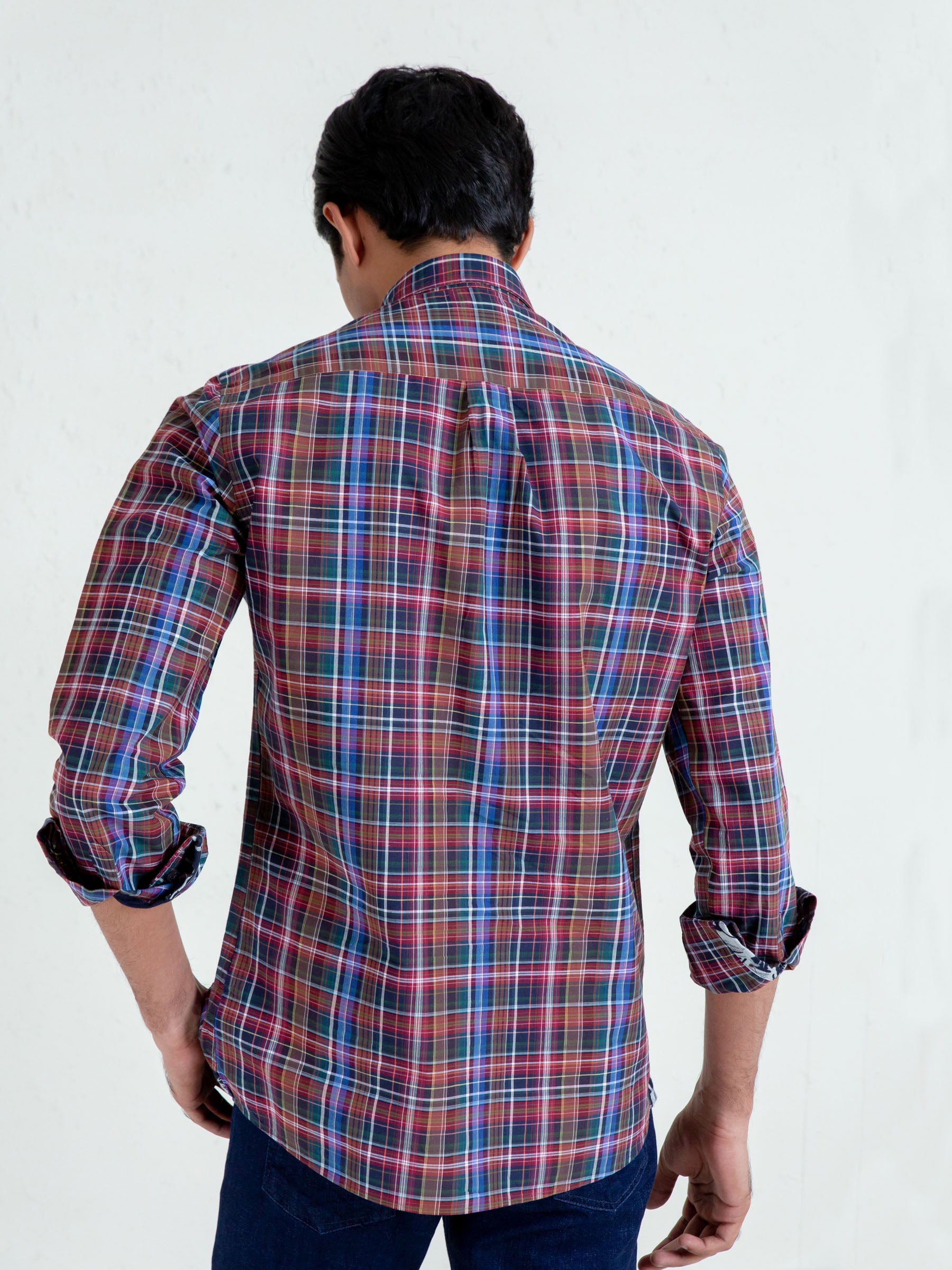 Multi Color Tartan Plaid Button Down Shirt