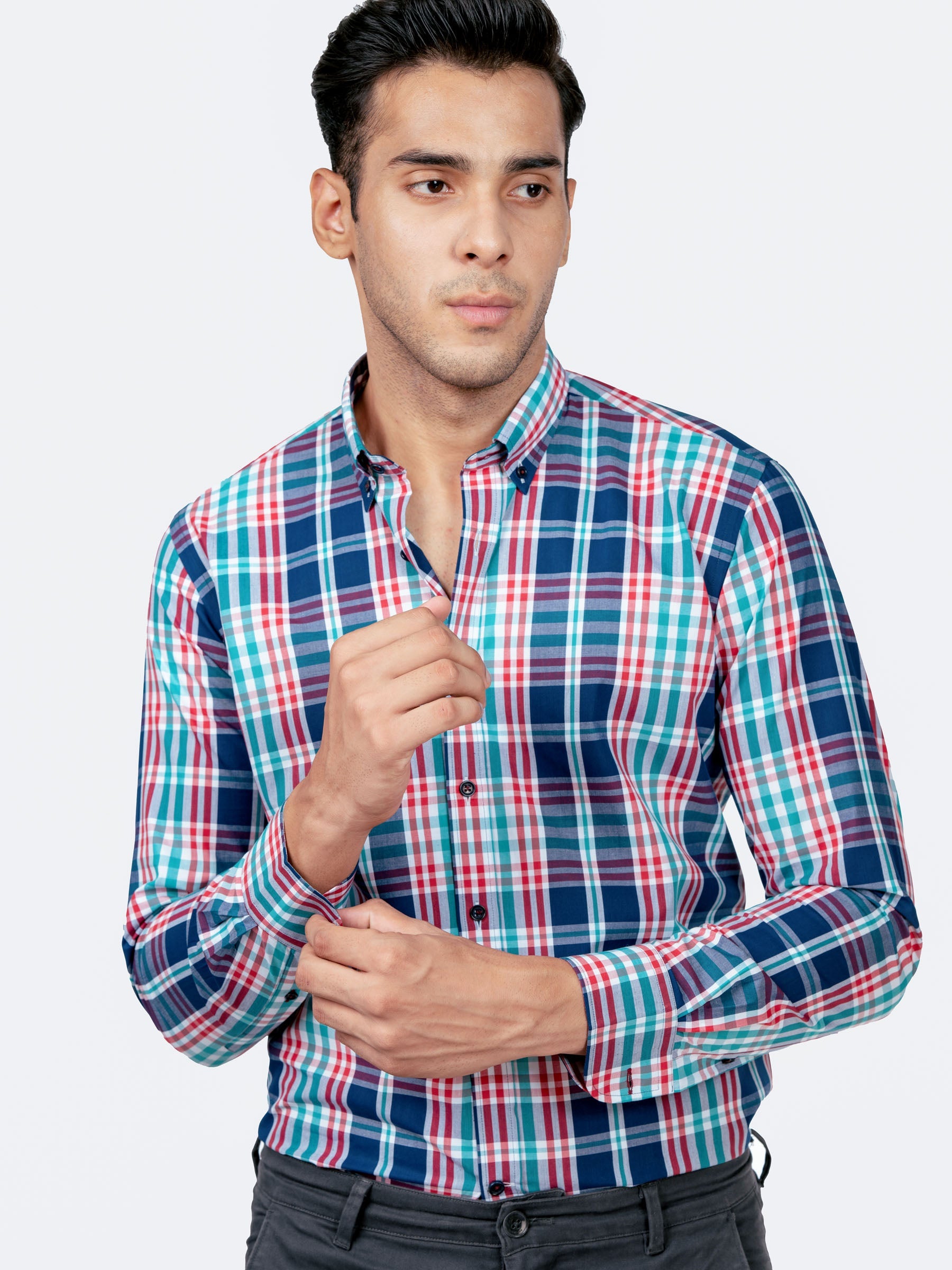 Multi Color Checkered Button Down Shirt