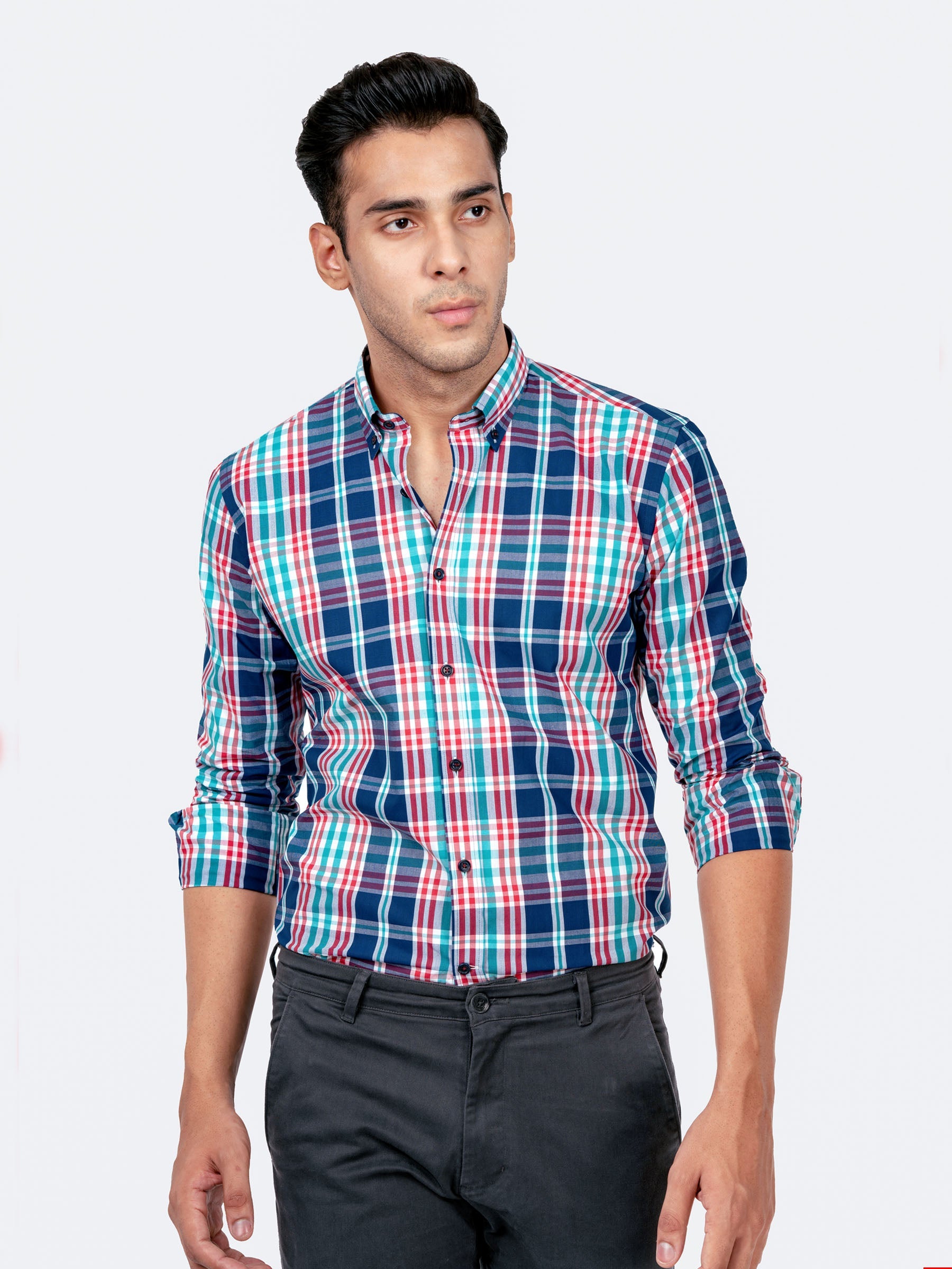 Multi Color Checkered Button Down Shirt