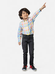Multi Color Cotton/Linen Checkered Caual Shirt