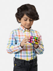 Multi Color Cotton/Linen Checkered Caual Shirt