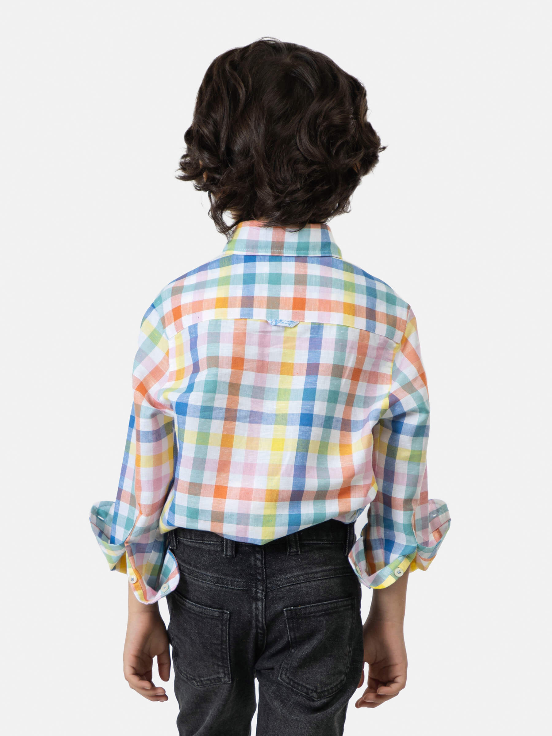 Multi Color Cotton/Linen Checkered Caual Shirt