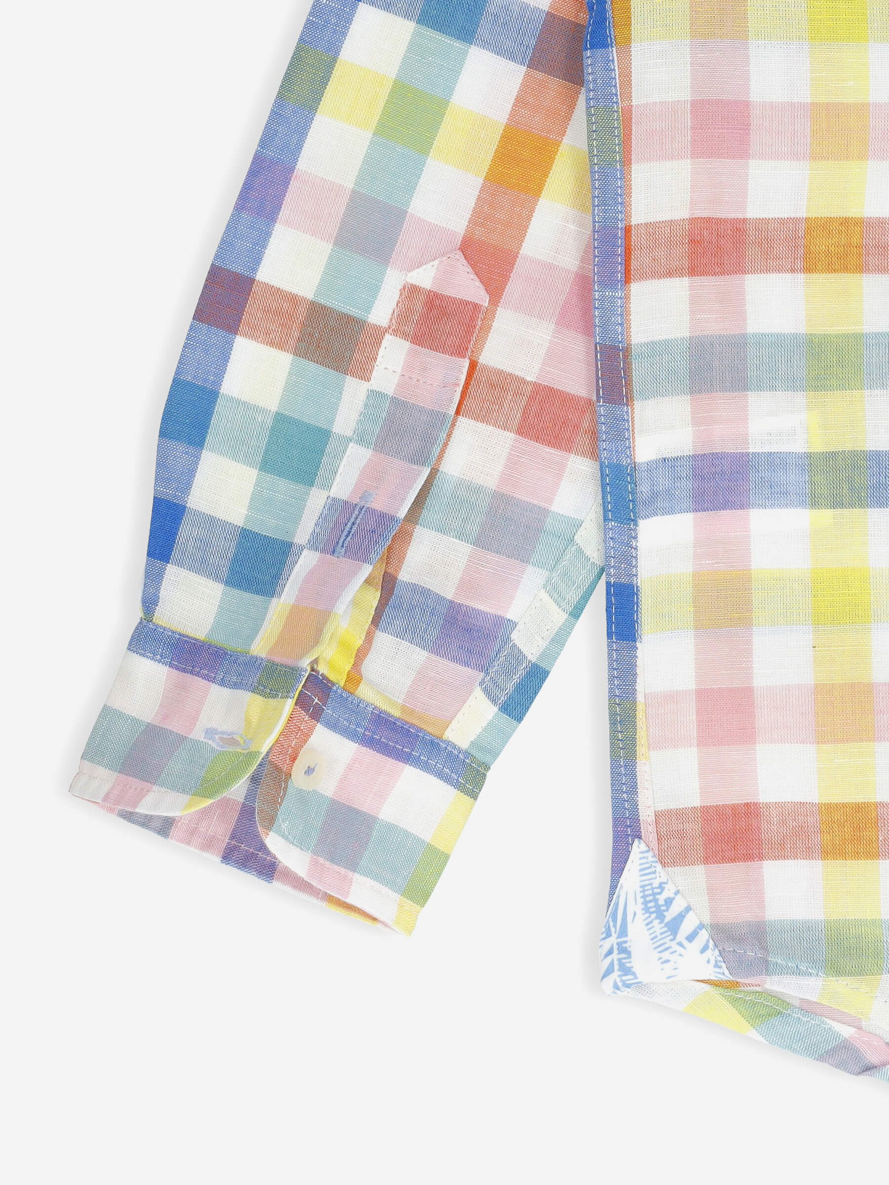 Multi Color Cotton/Linen Checkered Caual Shirt