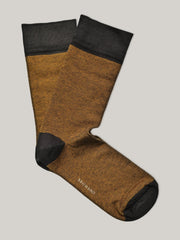 Mustard & Grey Pinstriped Cotton Socks