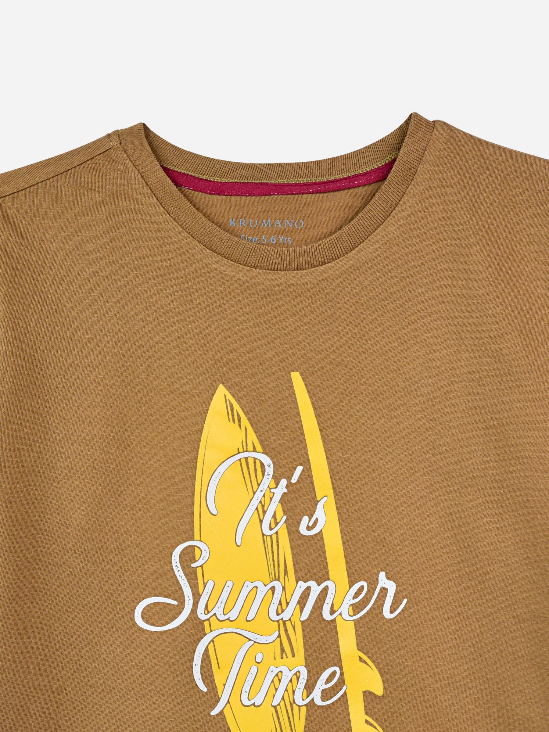 Mustard Surf Printed Casual T-Shirt