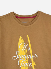 Mustard Surf Printed Casual T-Shirt