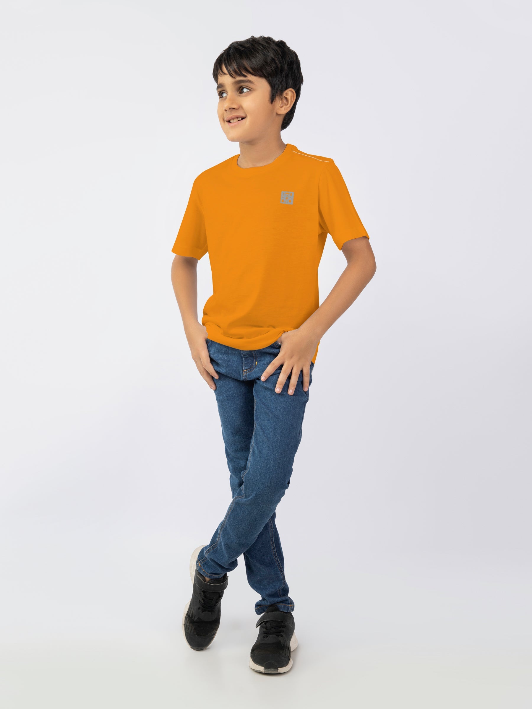 Mustard Basic Crew Neck Casual T-Shirt
