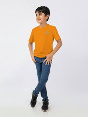 Mustard Basic Crew Neck Casual T-Shirt