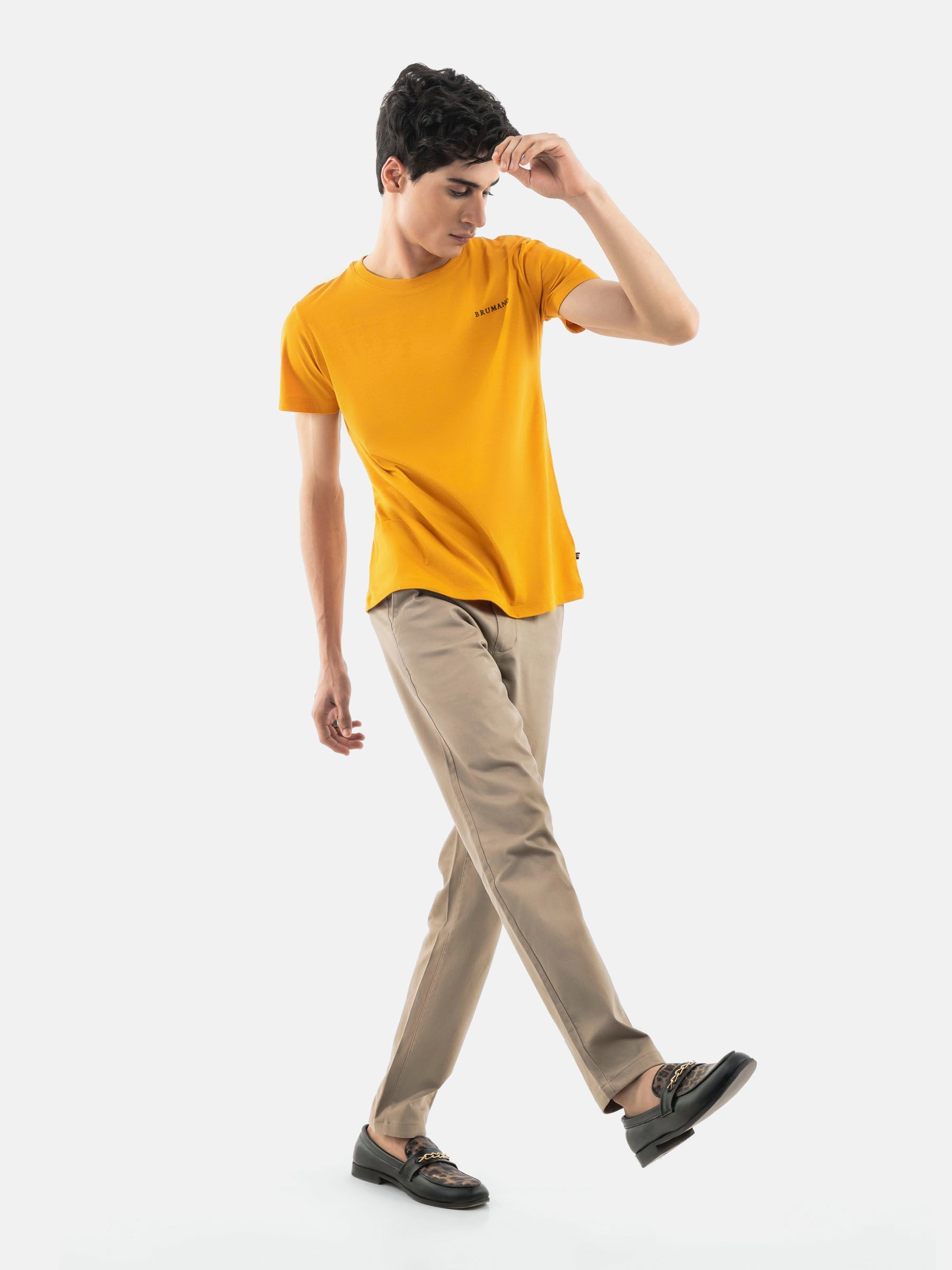 Mustard Basic Crew Neck T-Shirt