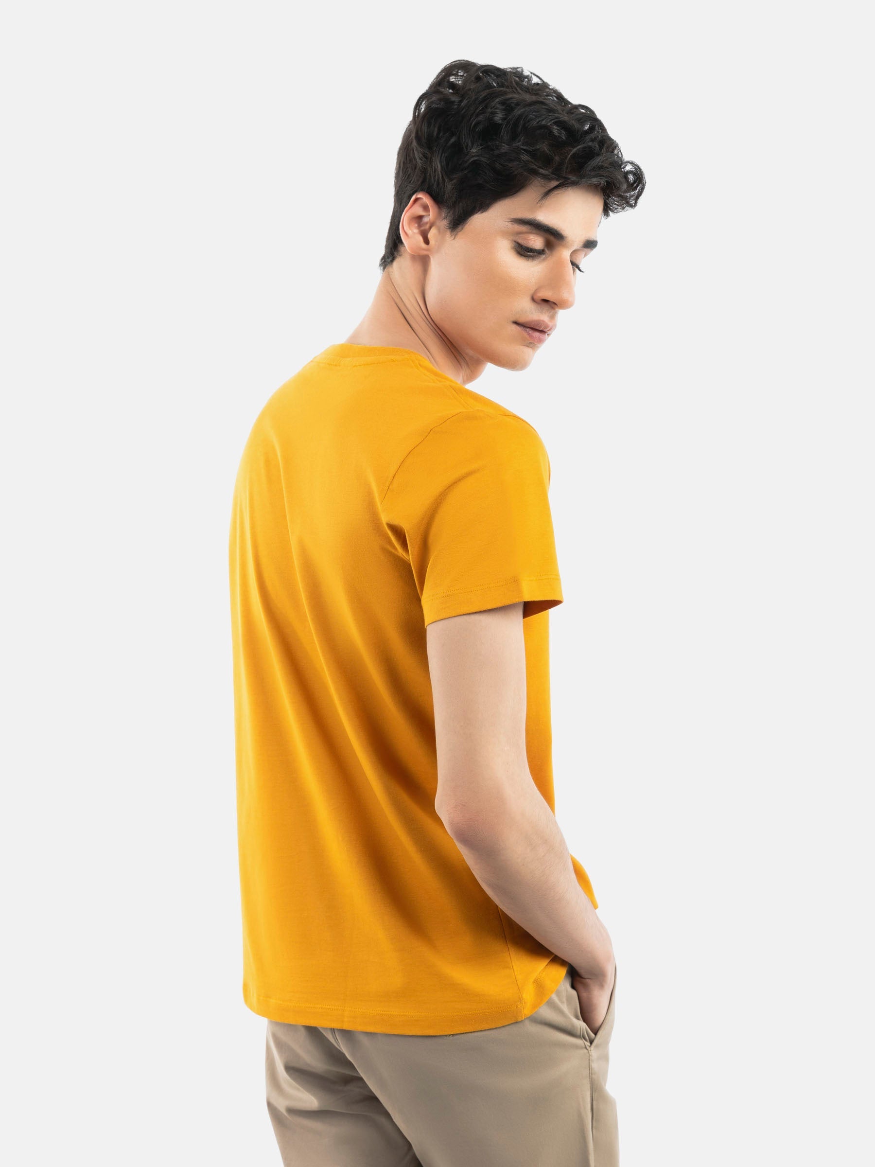 Mustard Basic Crew Neck T-Shirt