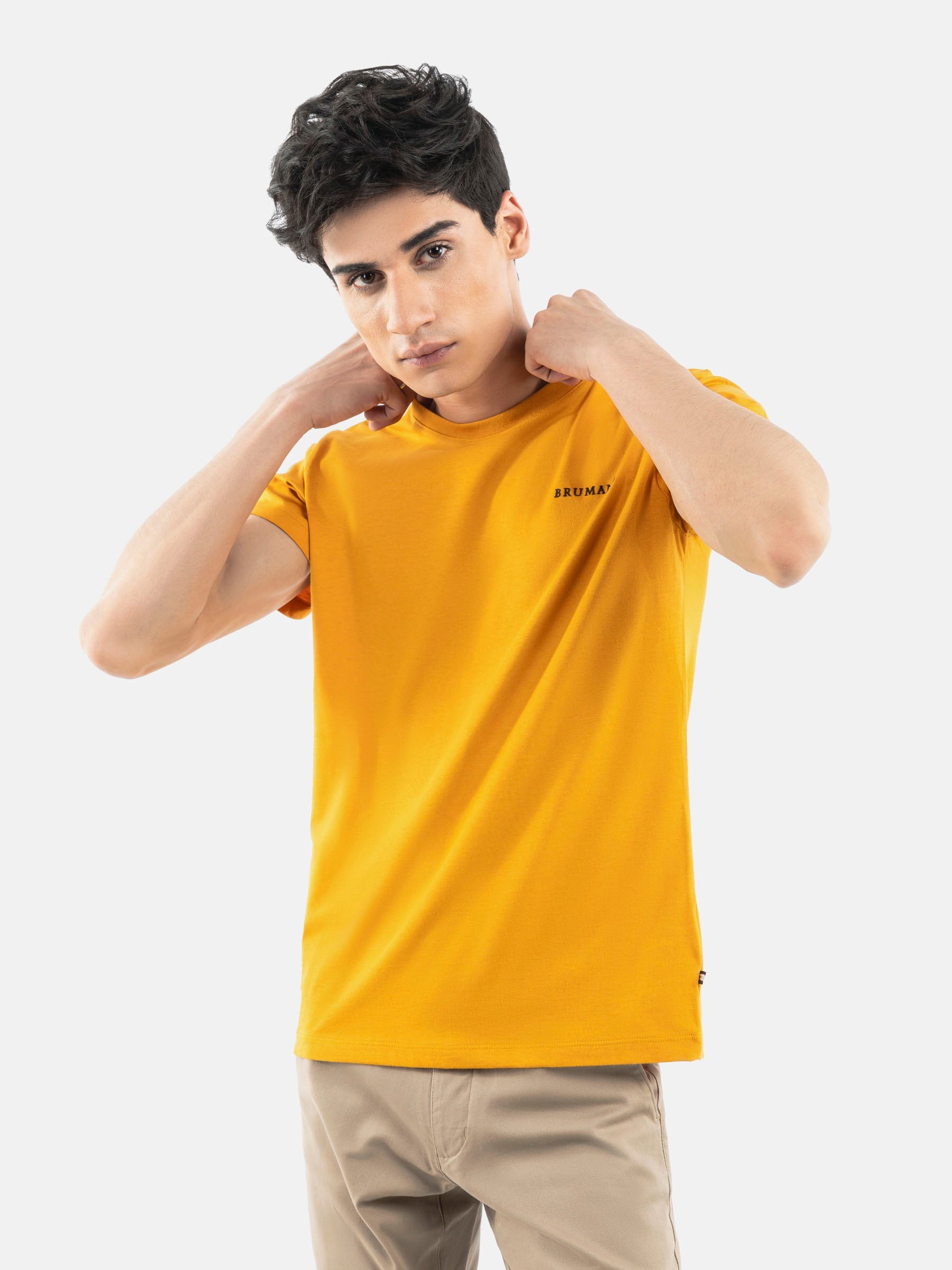 Mustard Basic Crew Neck T-Shirt