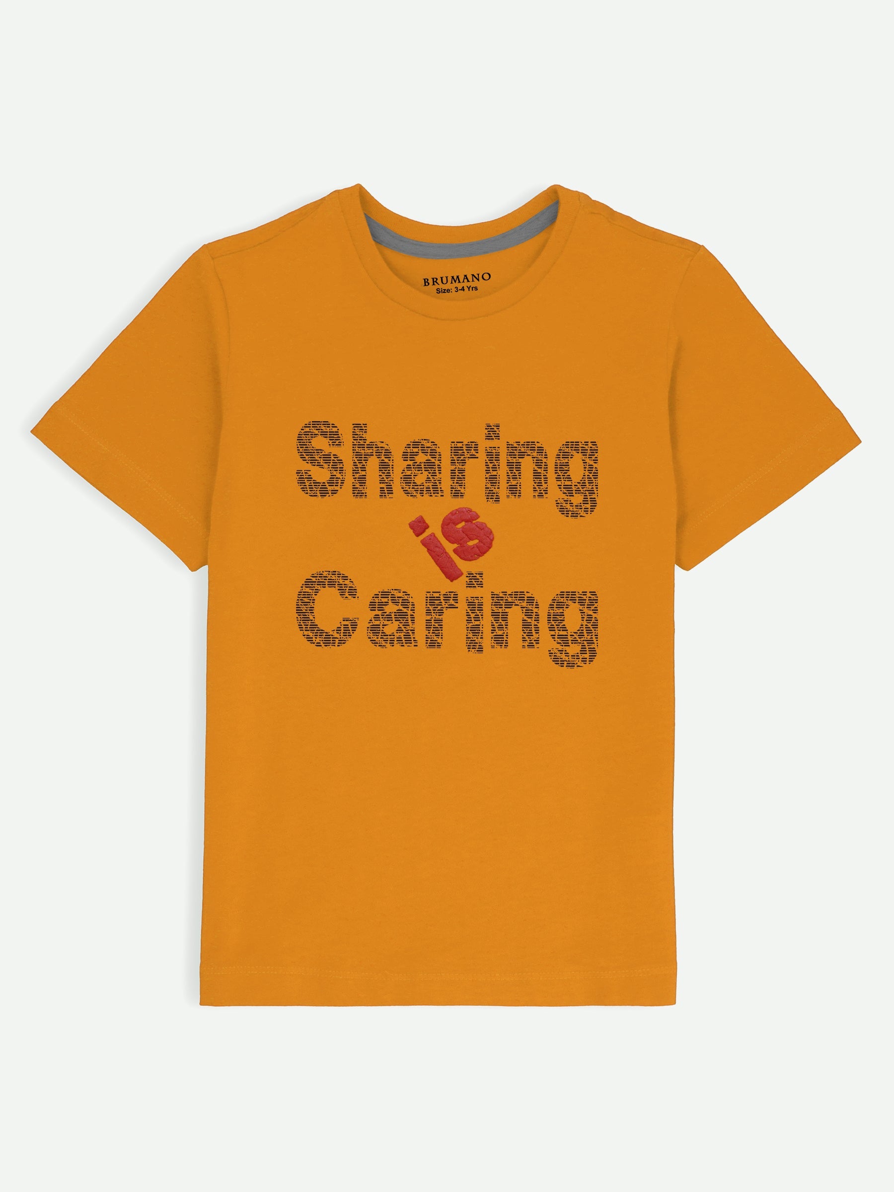 Mustard Graphic Printed 'Sharing is Caring' Casual Tee