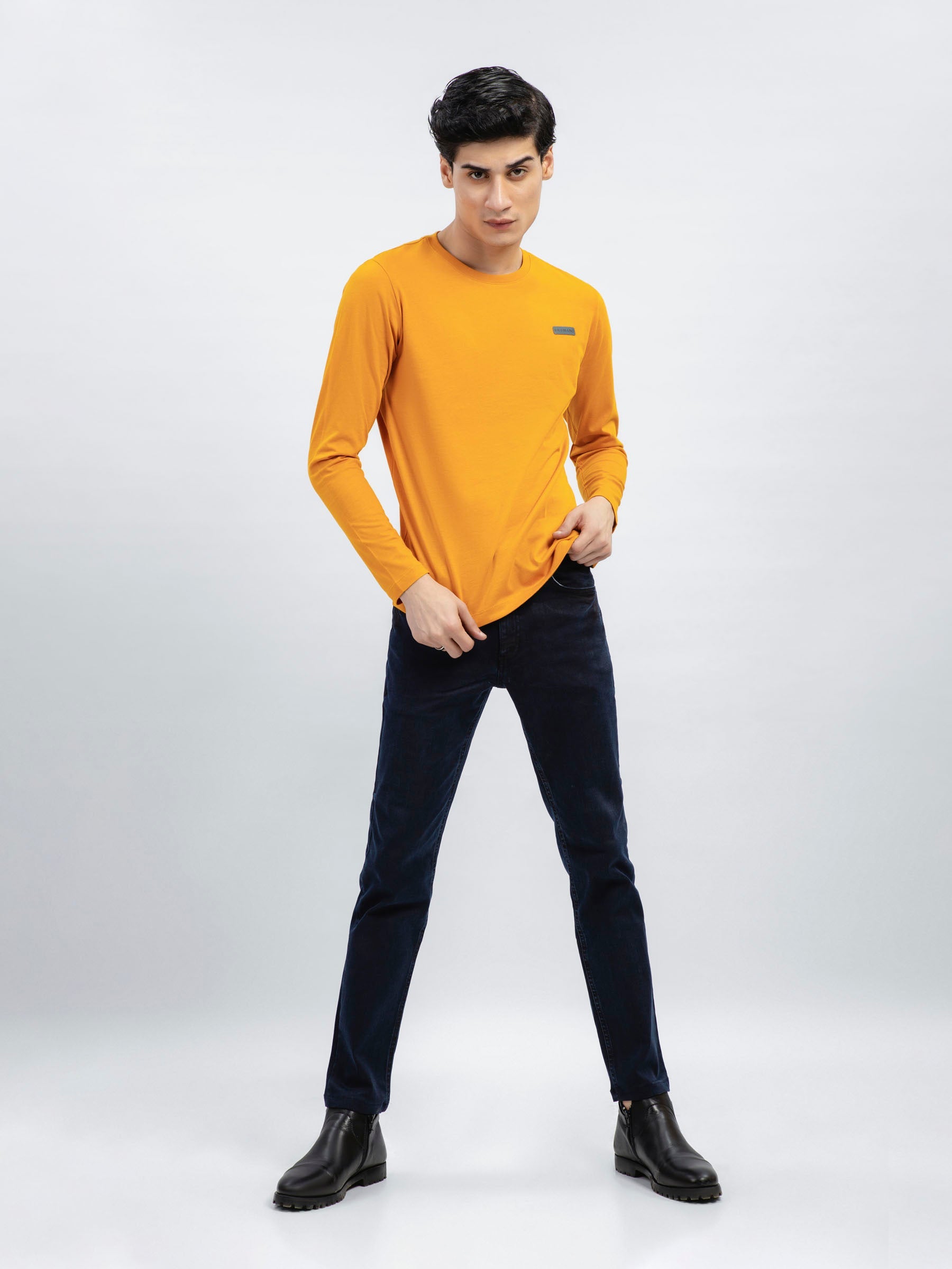 Mustard Long Sleeve Crew Neck T-Shirt