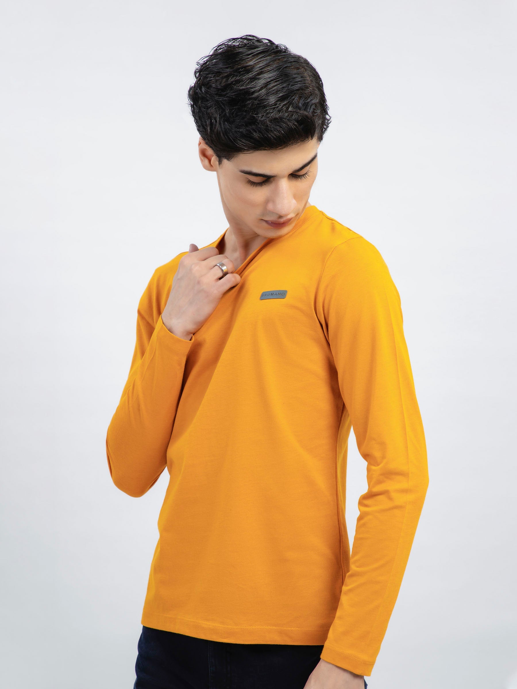 Mustard Long Sleeve Crew Neck T-Shirt