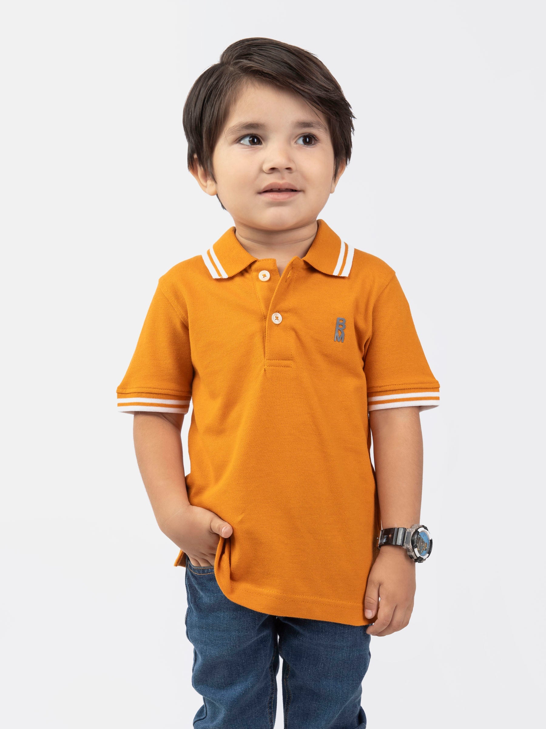 Mustard Pique Casual Tipped polo