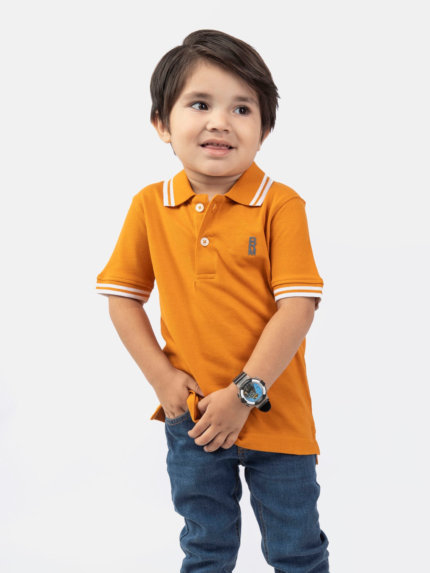 Mustard Pique Casual Tipped polo