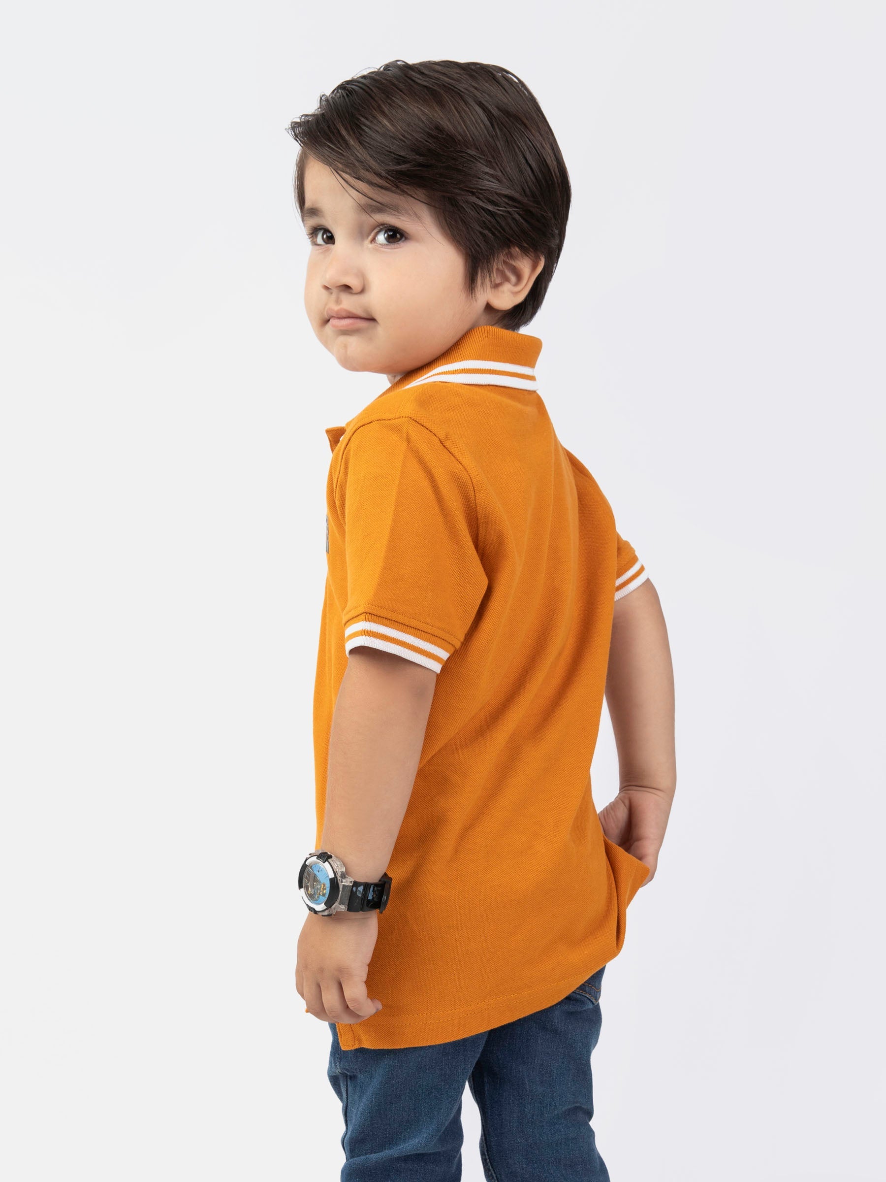 Mustard Pique Casual Tipped polo