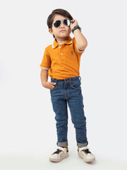 Mustard Pique Casual Tipped polo