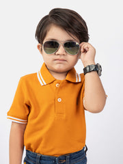 Mustard Pique Casual Tipped polo