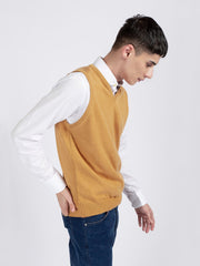 Mustard Wool Blended Sleeveless Sweater