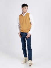 Mustard Wool Blended Sleeveless Sweater