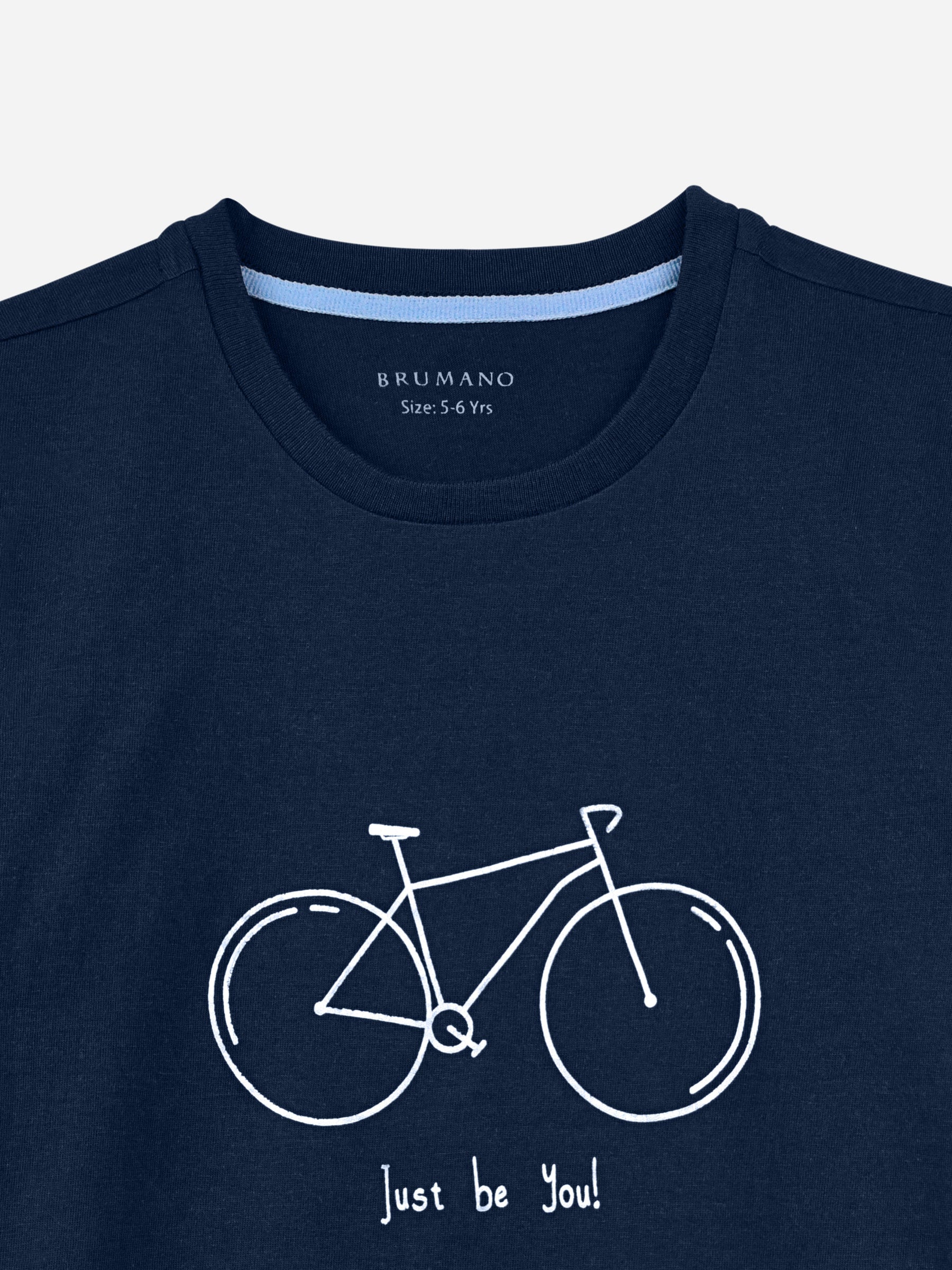 Navy Blue Bicycle Graphic Printed Casual T-Shirt