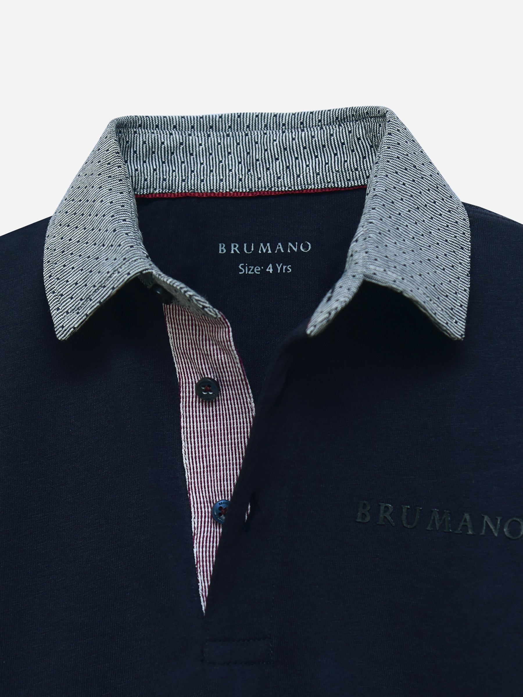 Navy Blue Casual Full Sleeve Polo With Contrasting Collar
