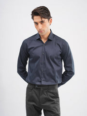 Navy Blue Classic Satin Shirt