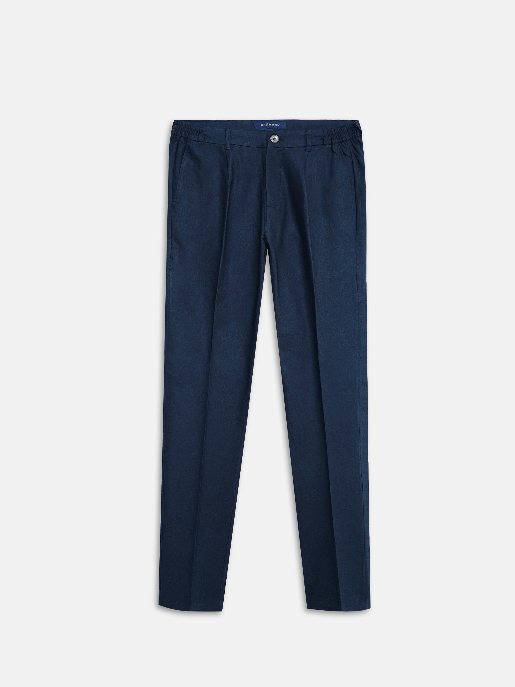 Navy Blue Comfort Waist Chinos With Pleats