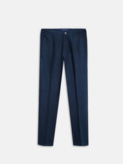 Navy Blue Comfort Waist Chinos With Pleats