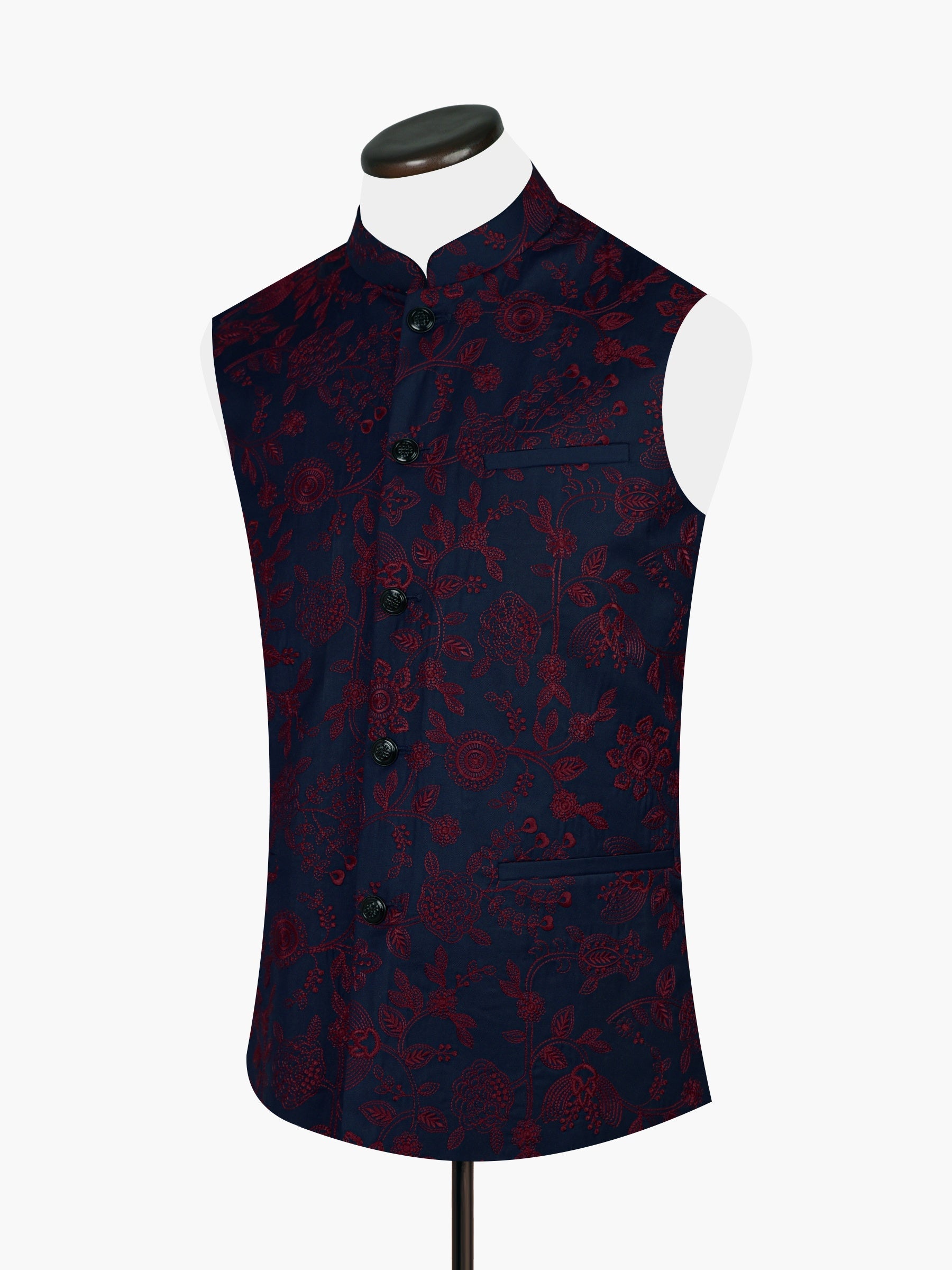 Navy Blue Embroidered Sartoria Waistcoat