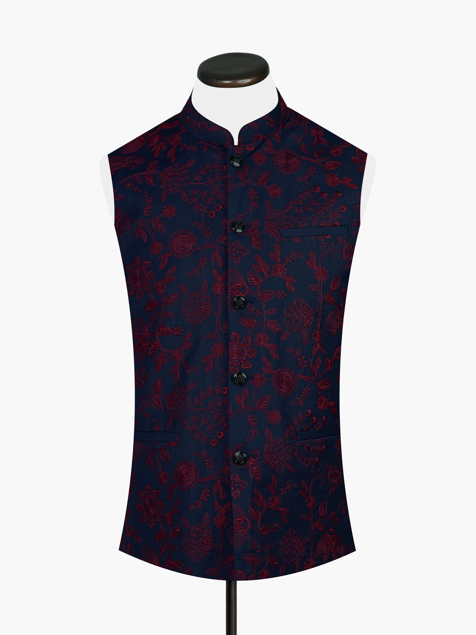 Navy Blue Embroidered Sartoria Waistcoat