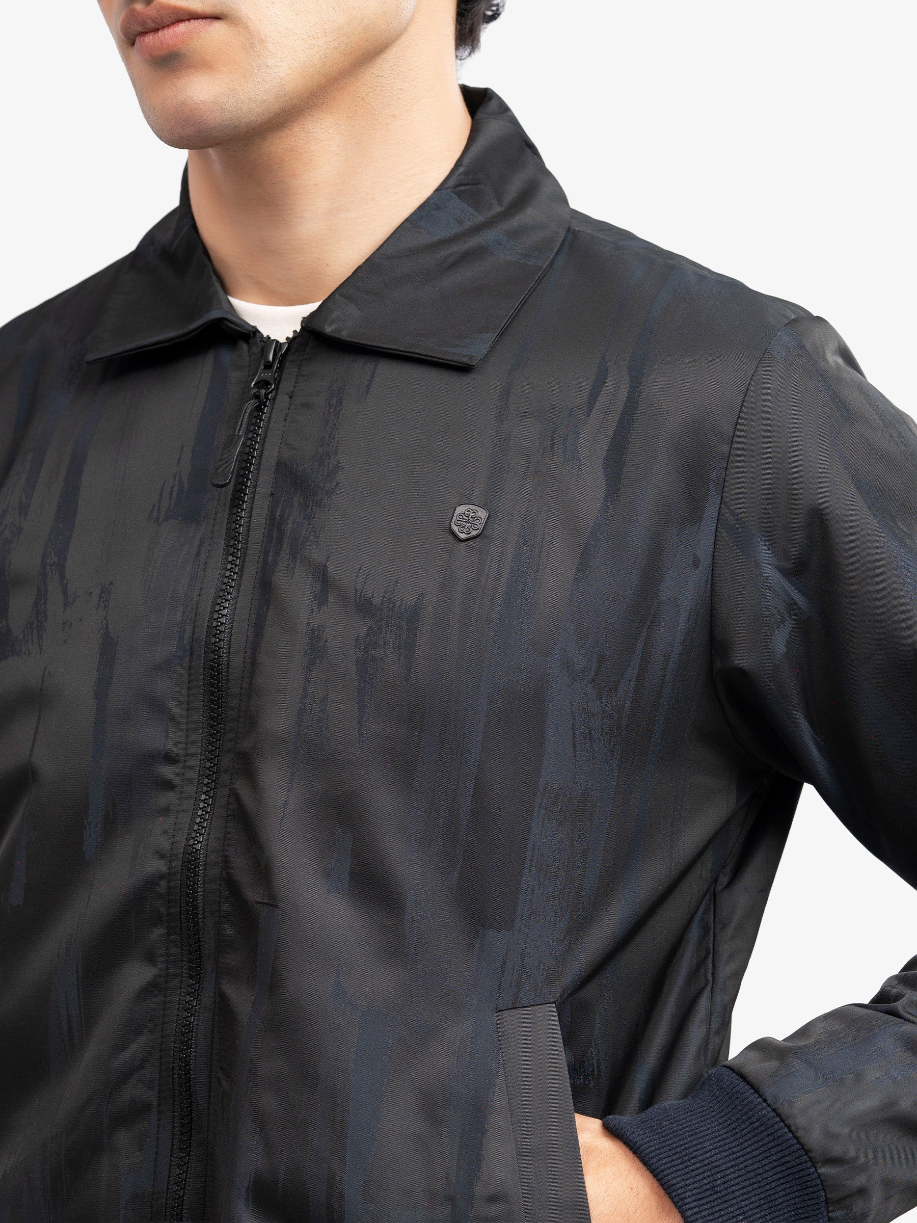 Navy Blue Everyday Structured Collar Jacket