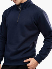 Navy Blue Fleece Mock Neck Quarter Zipper
