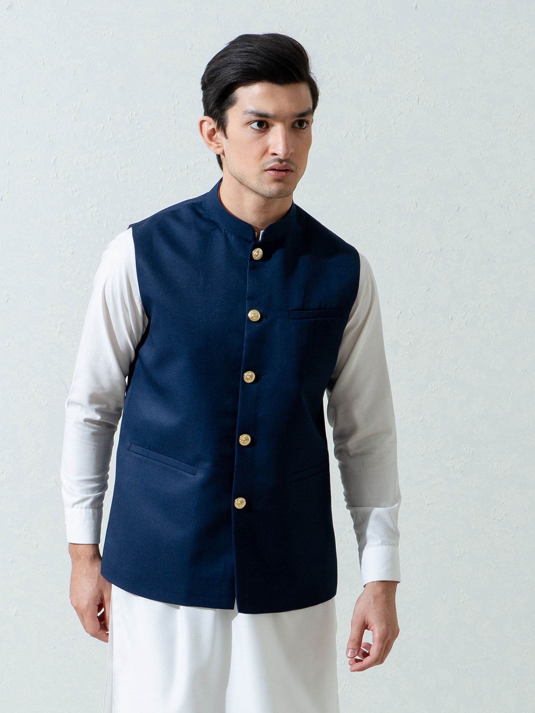 Navy Blue Formal Twill Waistcoat