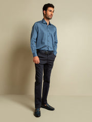 Navy Blue Geometric Printed Shirt