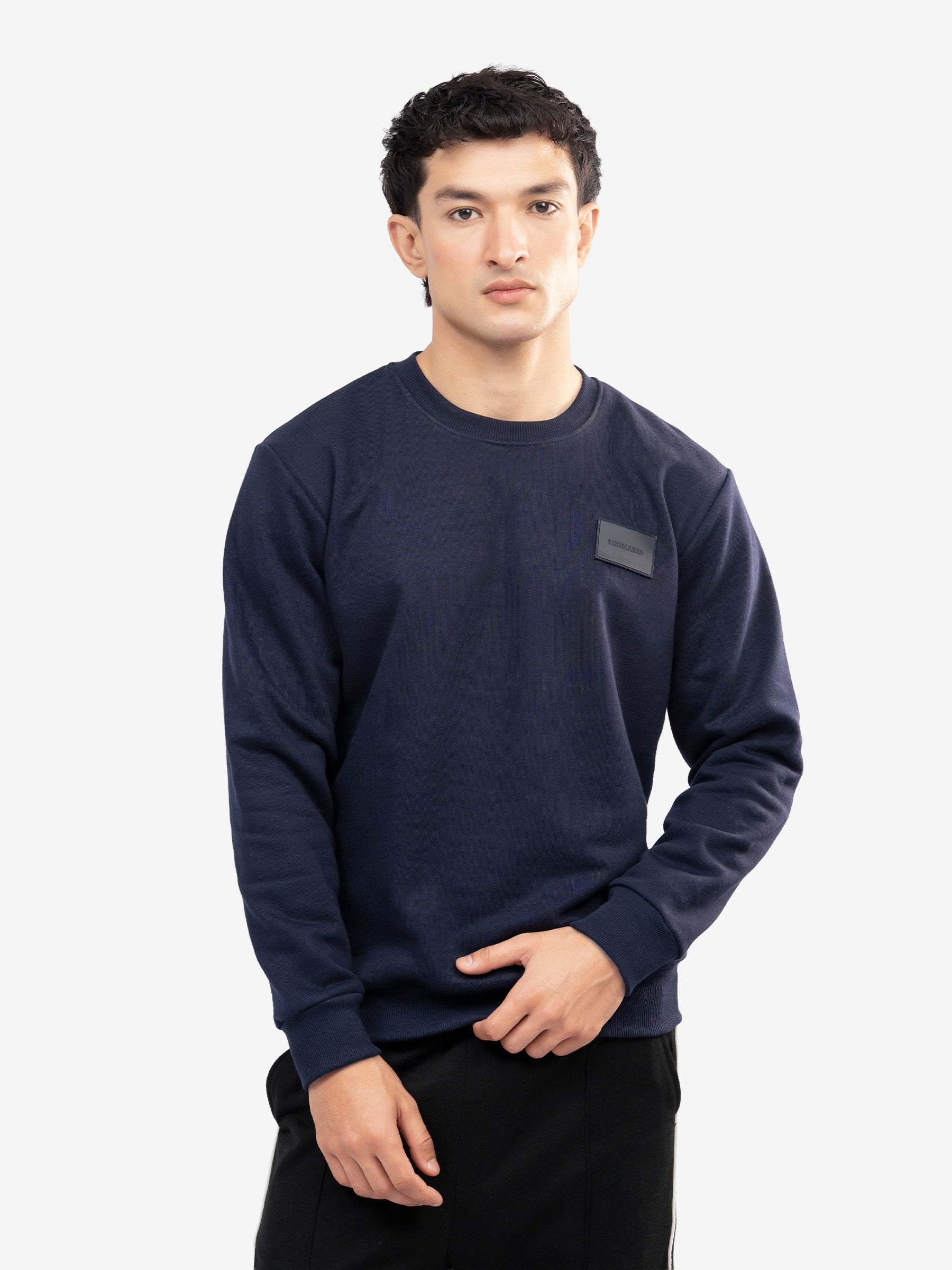 Navy Blue Heavy Crew Neck Sweatshirt