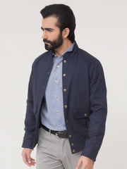 Navy Blue Herringbone Jacket